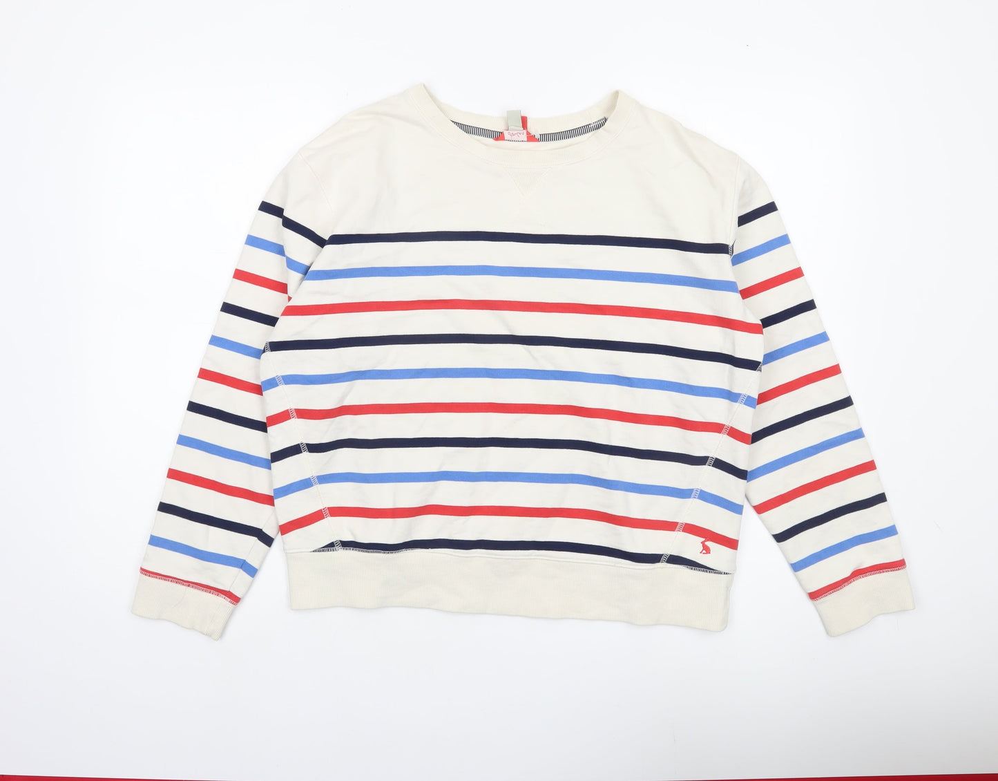 Joules Women’s Ivory Striped Sweatshirt UK 12 Cotton Crew Neck