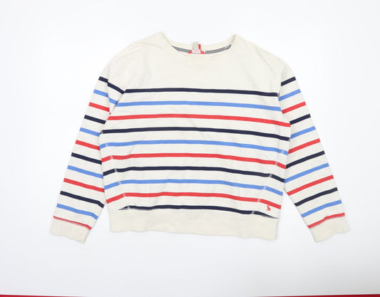 Joules Women’s Ivory Striped Sweatshirt UK 12 Cotton Crew Neck