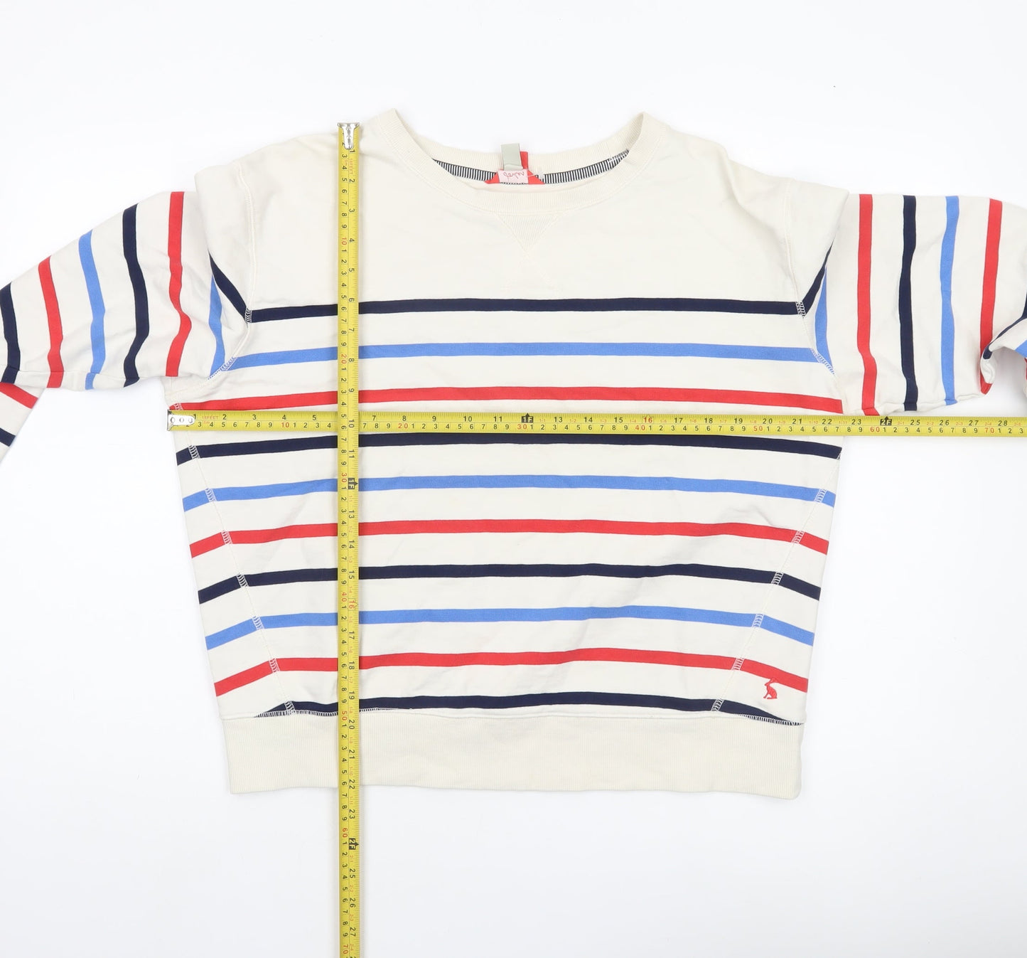 Joules Women’s Ivory Striped Sweatshirt UK 12 Cotton Crew Neck