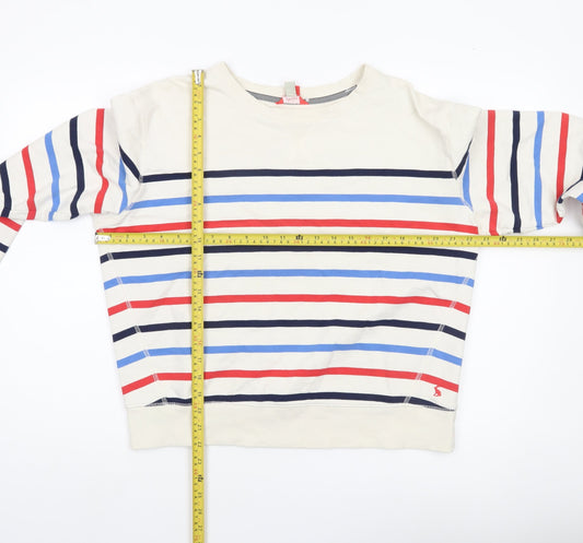 Joules Women’s Ivory Striped Sweatshirt UK 12 Cotton Crew Neck