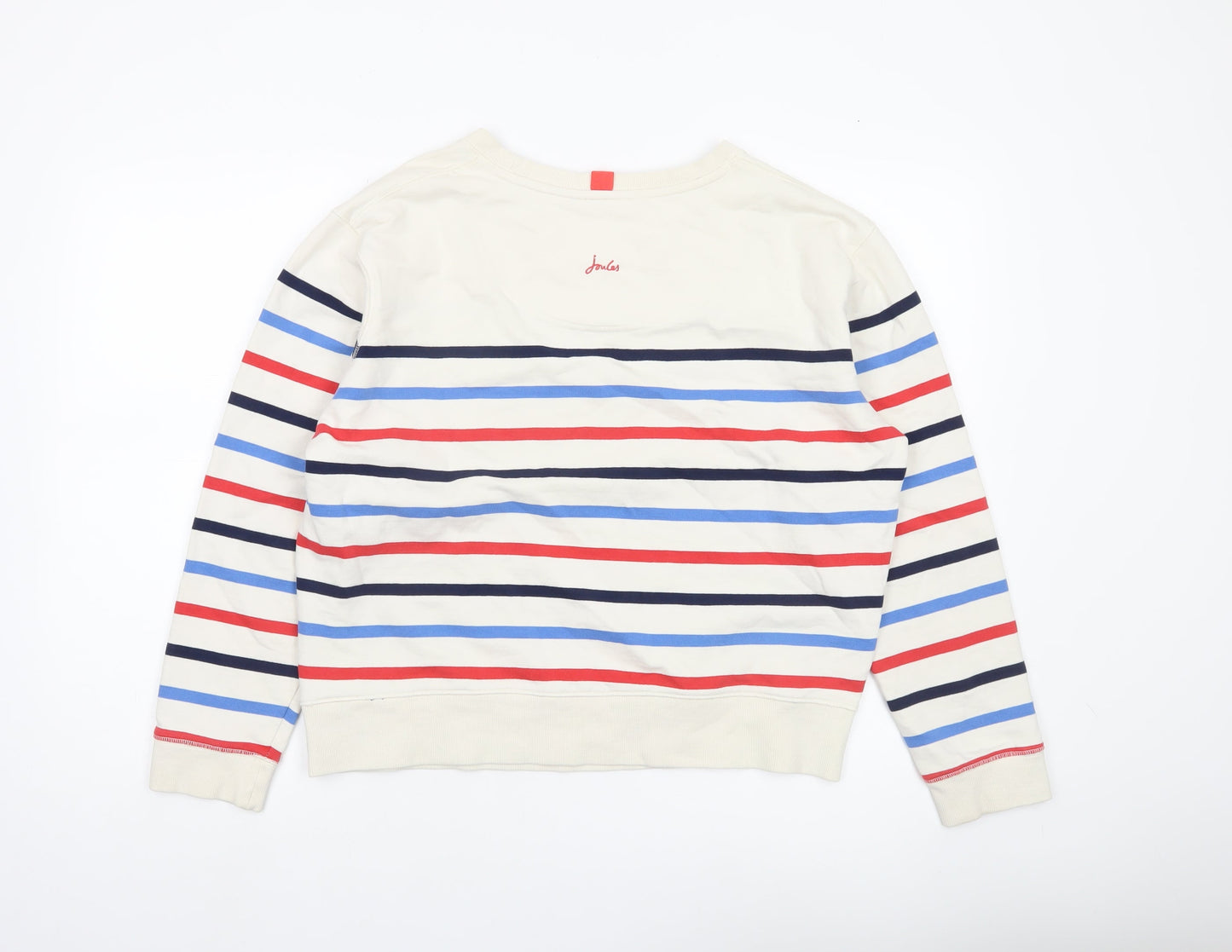 Joules Women’s Ivory Striped Sweatshirt UK 12 Cotton Crew Neck