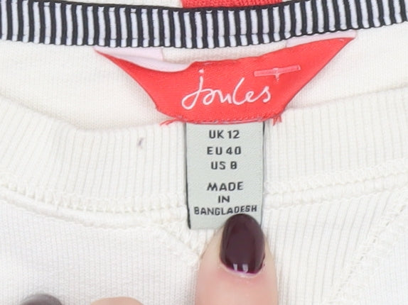 Joules Women’s Ivory Striped Sweatshirt UK 12 Cotton Crew Neck