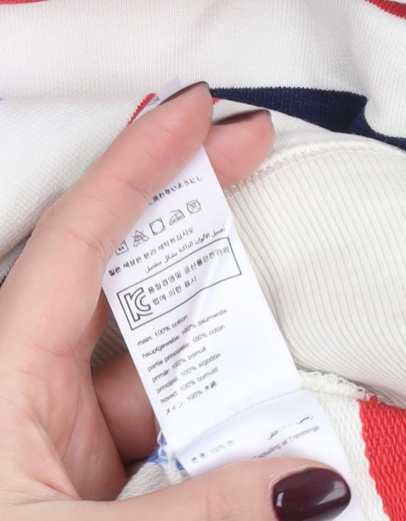 Joules Women’s Ivory Striped Sweatshirt UK 12 Cotton Crew Neck