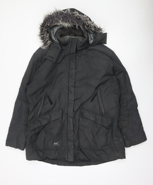 Helly Hansen Men’s Black L Parka Coat Hooded Waterproof Winter