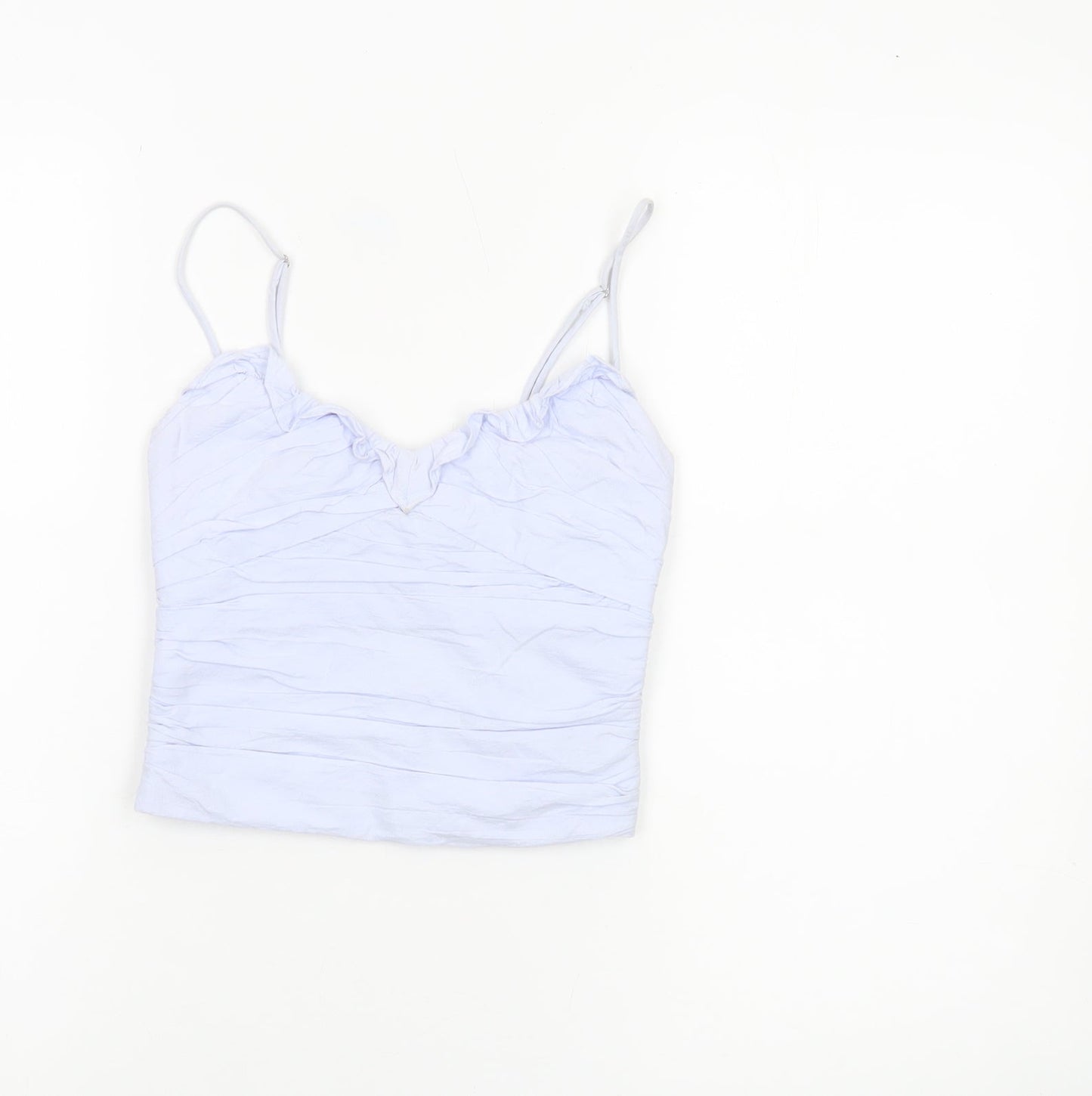 Zara Womens Blue XS Camisole Spaghetti Strap Cotton Tank Top