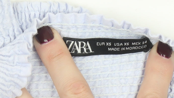 Zara Womens Blue XS Camisole Spaghetti Strap Cotton Tank Top