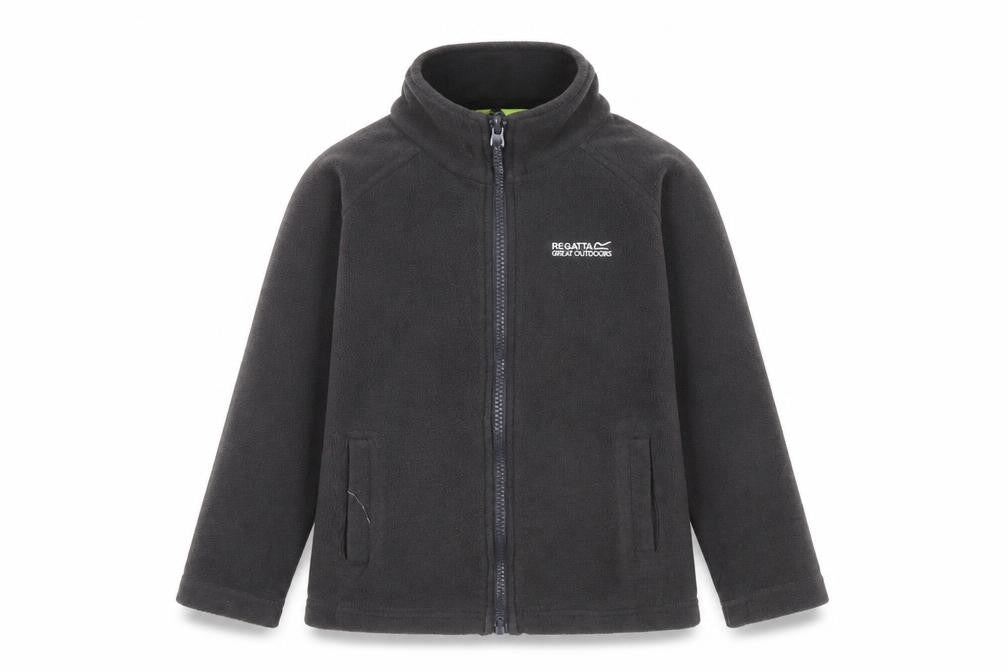 Front view of Regatta boys’ grey fleece jacket 5-6 years full zip outdoor coat