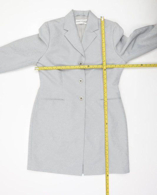 Essentials Women Grey Long Coat Size 14 Polyester Overcoat