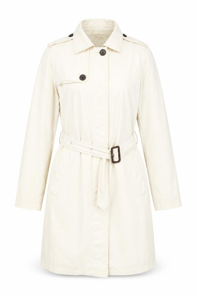 Gap Womens Ivory Trench Coat Size M Belted Cotton Workwear