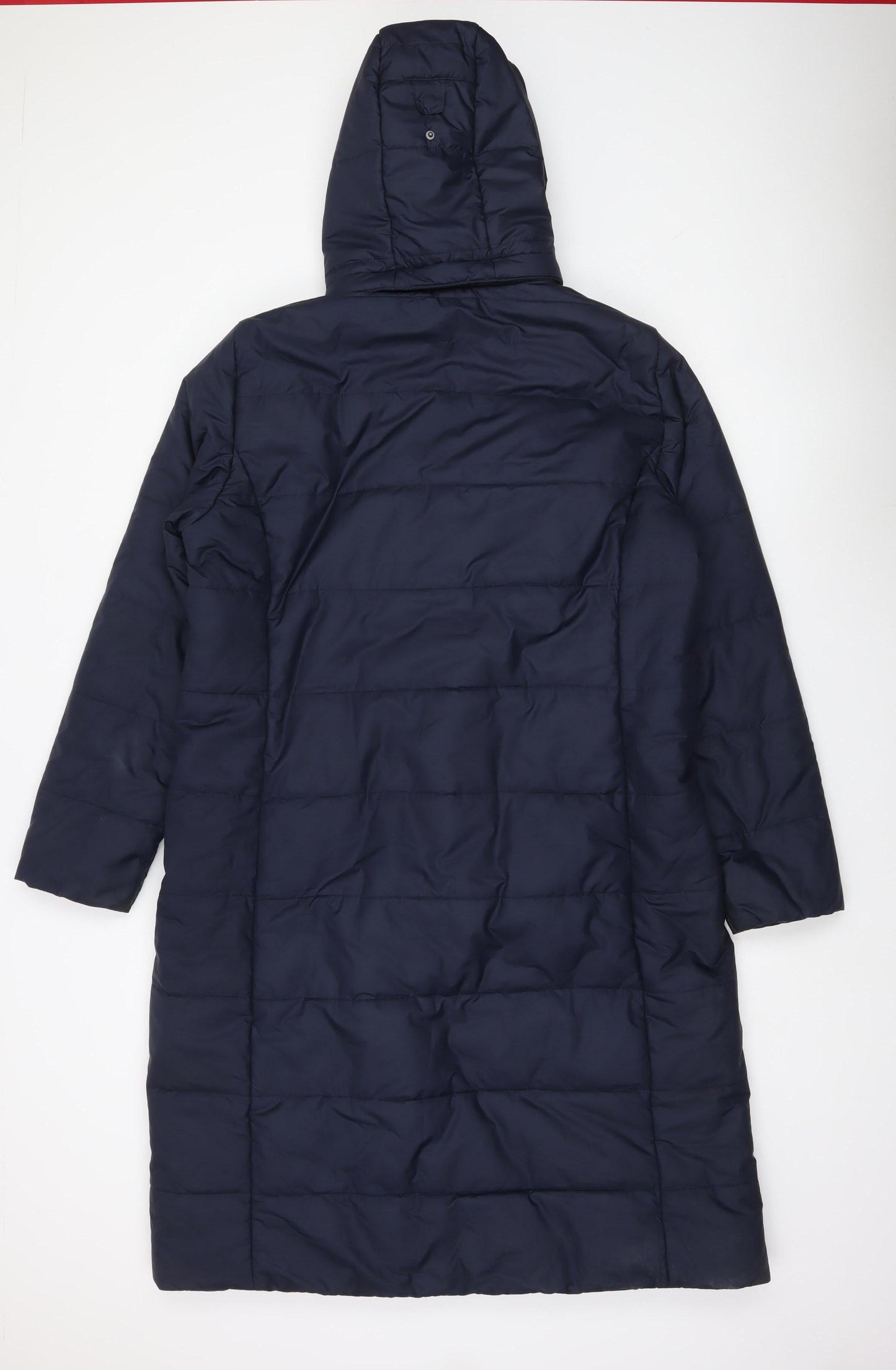 Rohan Womens Blue Long Puffer Coat Jacket L Hooded Insulated