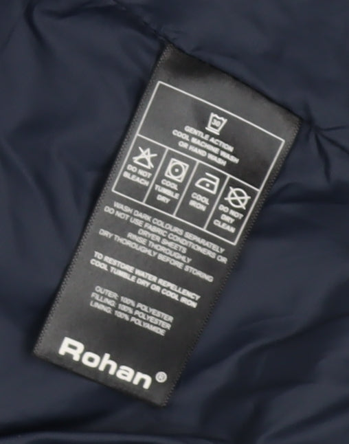 Rohan Womens Blue Long Puffer Coat Jacket L Hooded Insulated