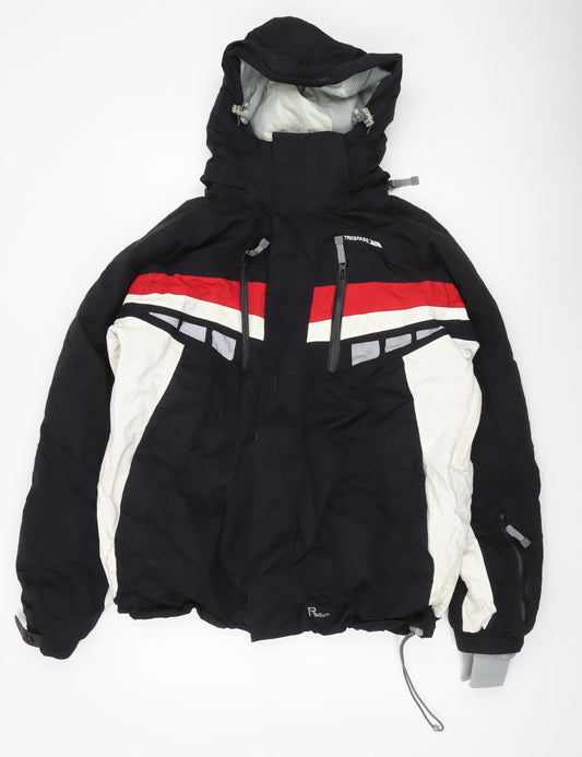 Trespass Men’s Black Red Ski Jacket L Waterproof Hooded Winter Coat