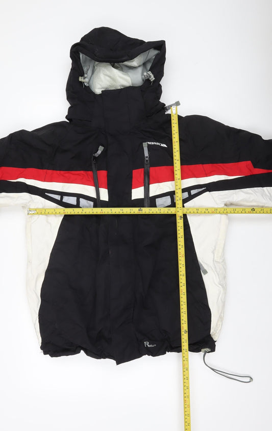Trespass Men’s Black Red Ski Jacket L Waterproof Hooded Winter Coat