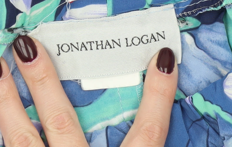 Jonathan Logan Womens Blue Floral Pleated Skirt Size 18