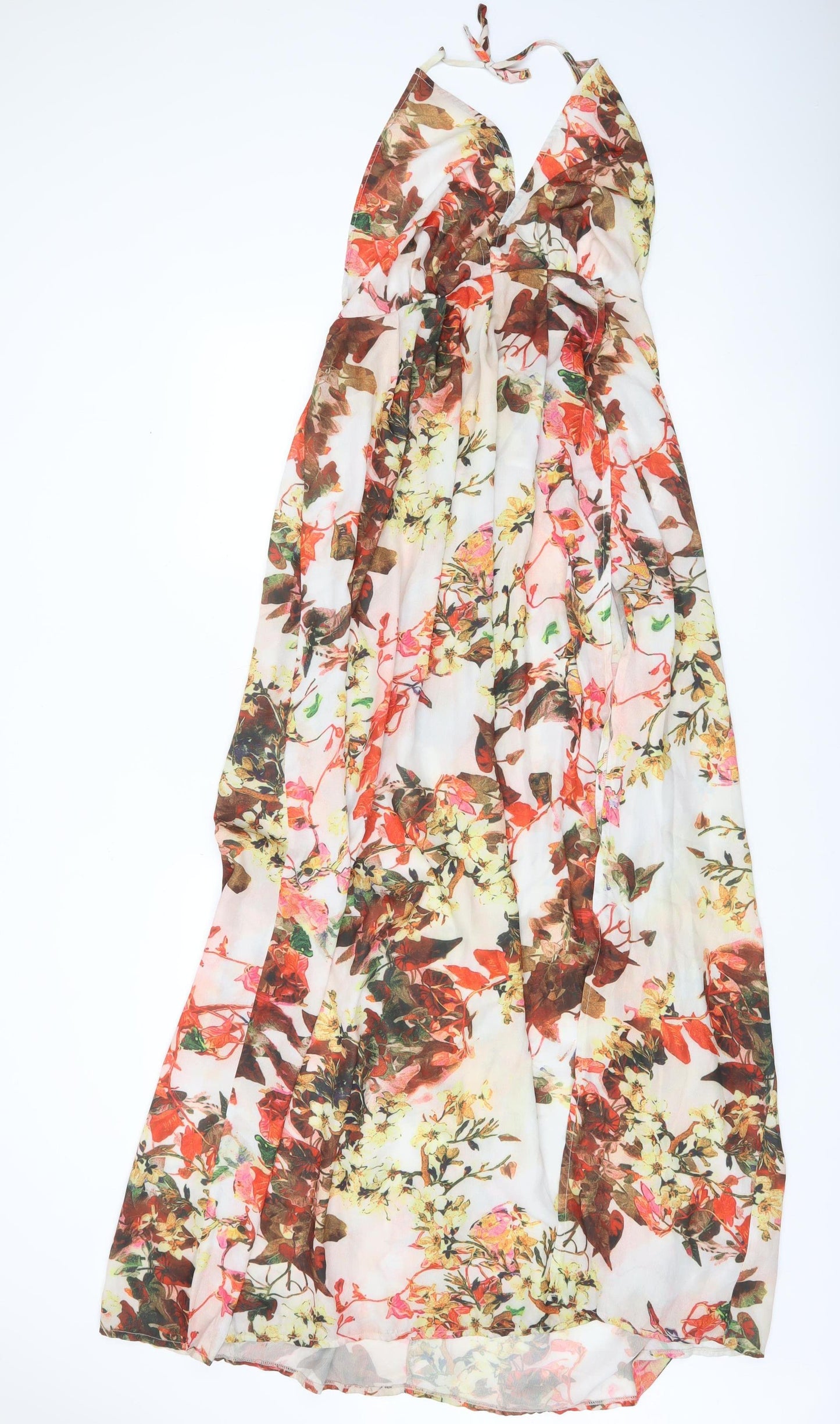 PrettyLittleThing Women’s Multicoloured Floral Halter Midi Dress Size 14