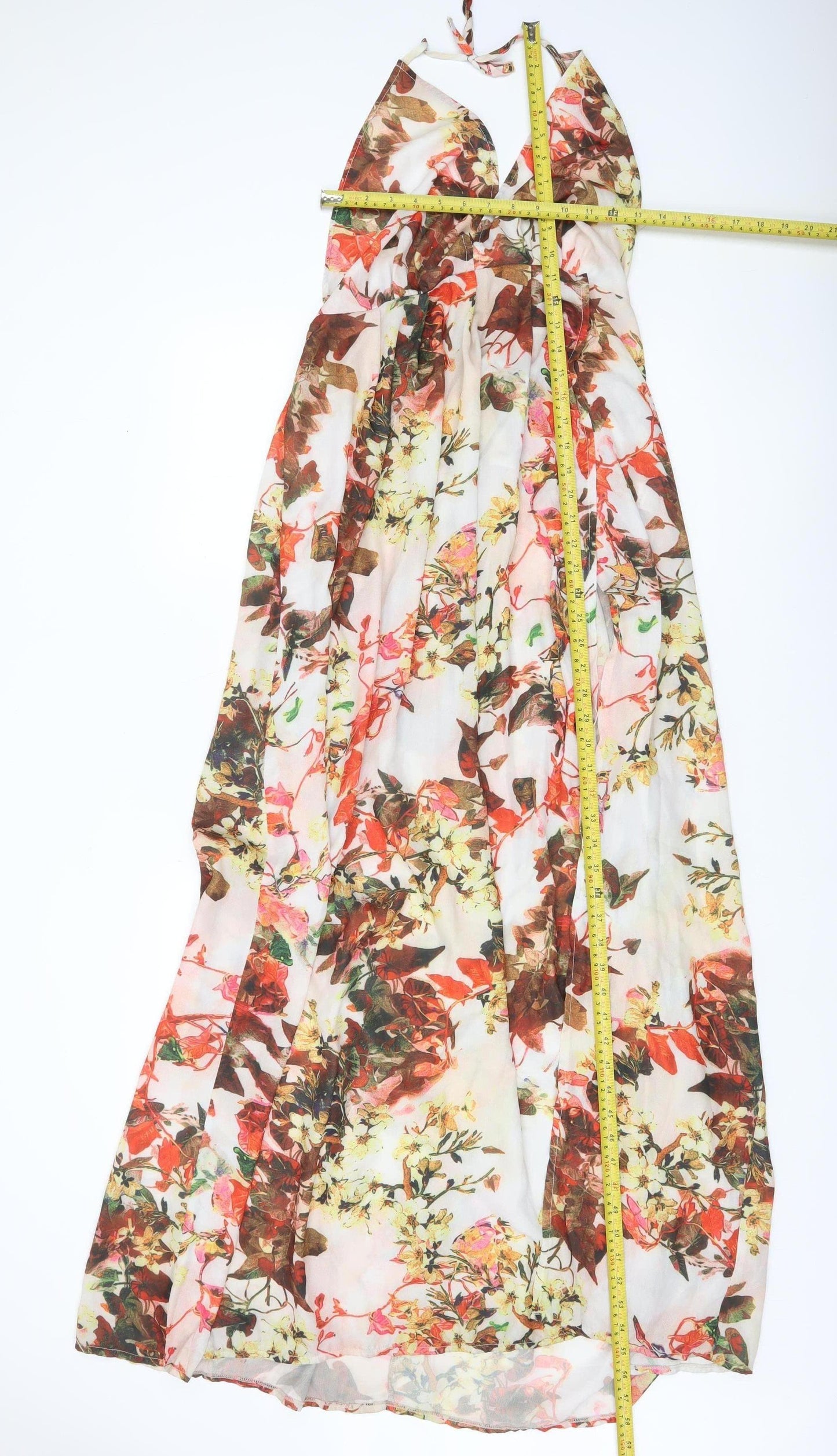 PrettyLittleThing Women’s Multicoloured Floral Halter Midi Dress Size 14
