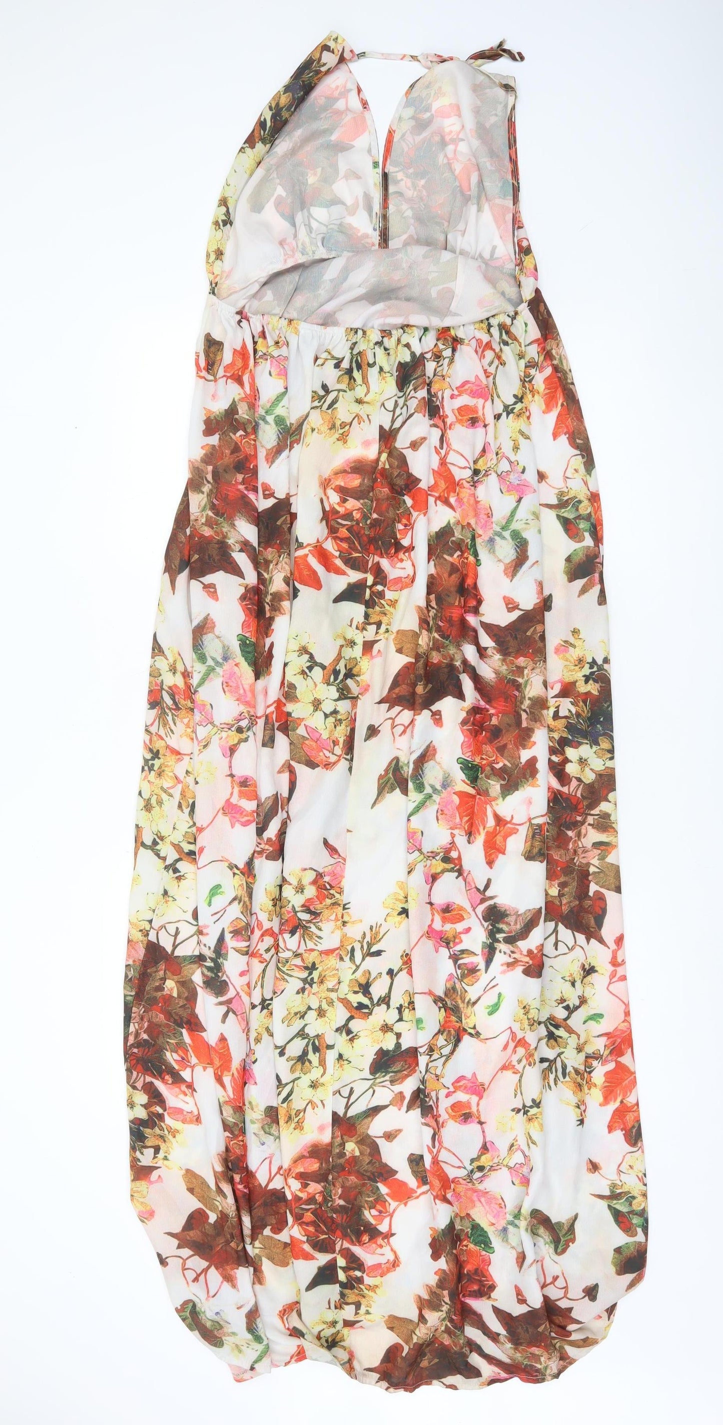 PrettyLittleThing Women’s Multicoloured Floral Halter Midi Dress Size 14