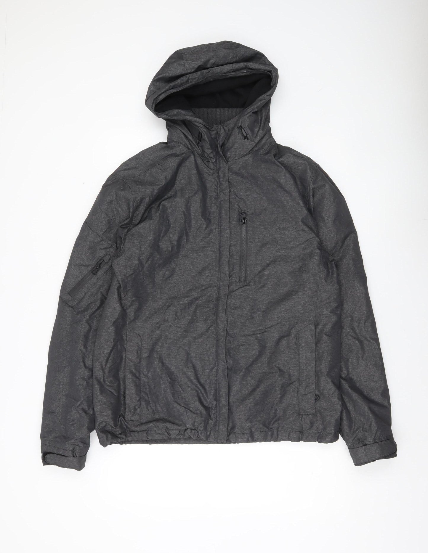 Tu Mens Grey Hooded Puffer Jacket Size M 39-41" Regular Fit Zip Pockets