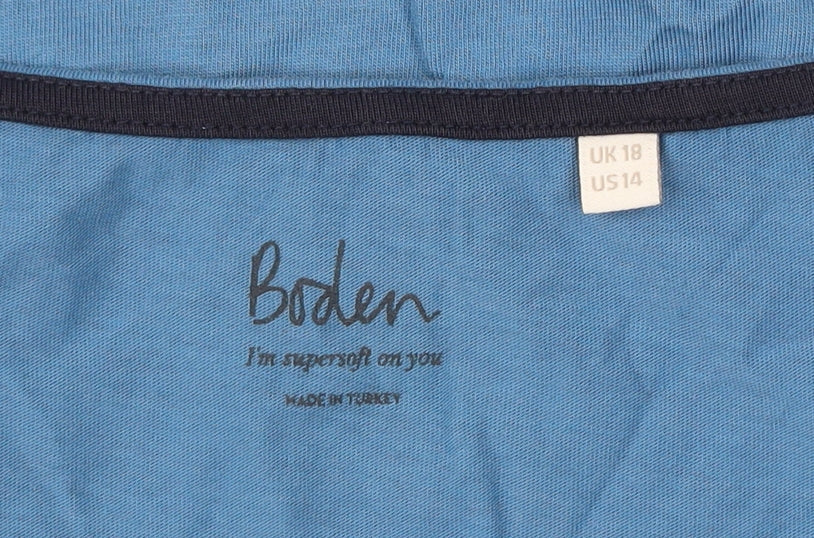 Boden Womens Blue V-Neck Short Sleeve Jersey T-Shirt Size 18