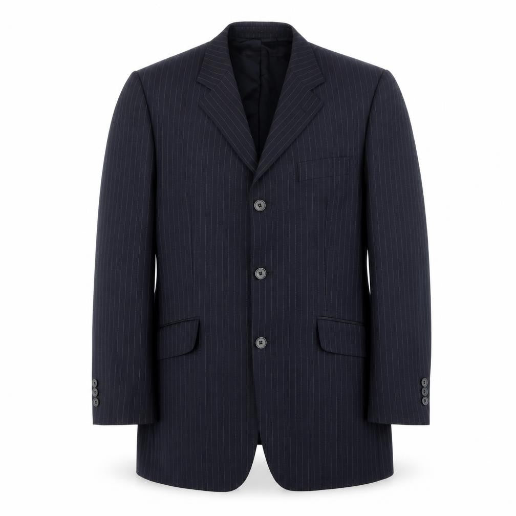 City Survival Men’s Black Pinstripe 40R Suit Jacket Wool Blend