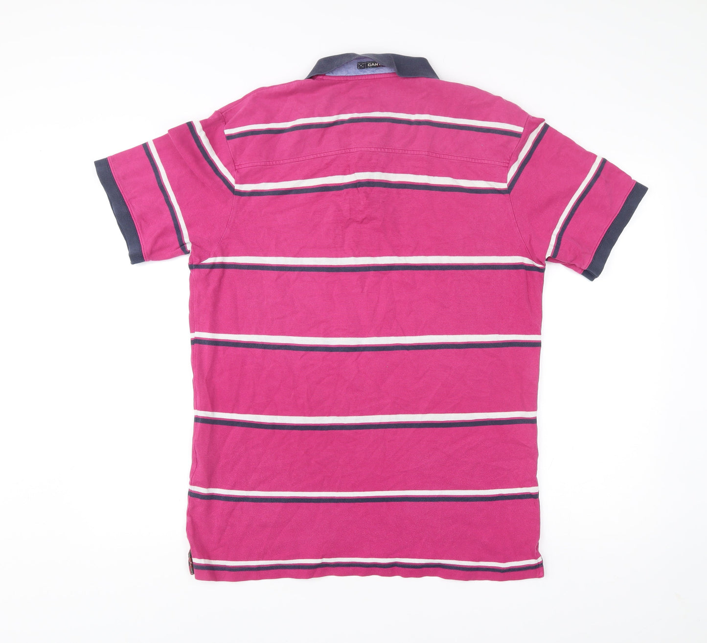Gant Men’s Pink Striped Polo Shirt Size L Cotton Stretch