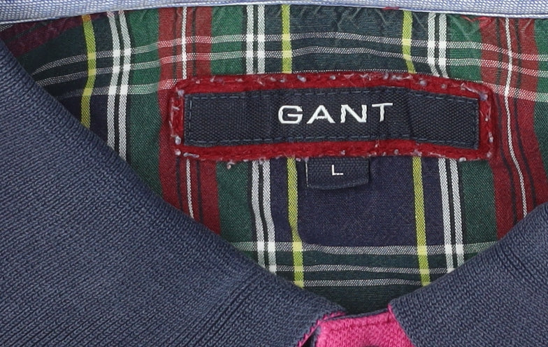 Gant Men’s Pink Striped Polo Shirt Size L Cotton Stretch