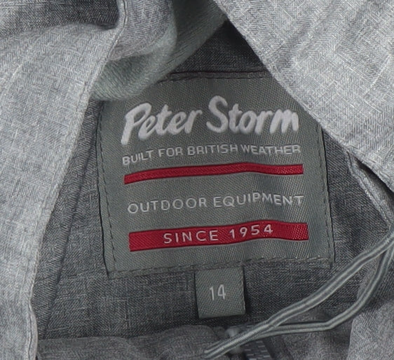 Peter Storm Womens Grey Waterproof Hooded Rain Coat Jacket Size 14