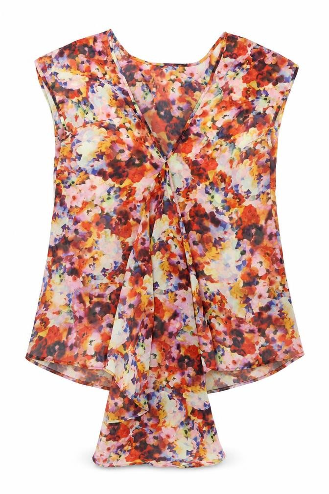 Topshop Womens Multicoloured Floral Chiffon Blouse Size 6