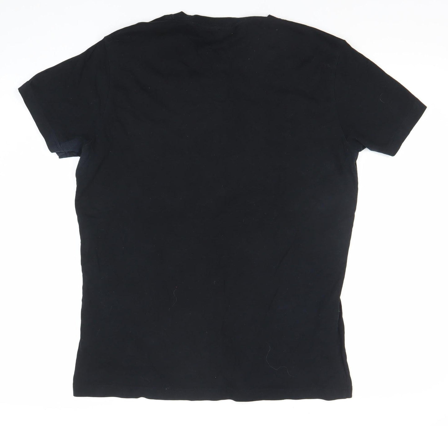 Diesel Mens Black T-Shirt L Graphic Logo Crew Neck Cotton