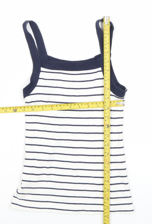 Marks and Spencer Women’s White Striped Tank Top Size 10-12 Cotton