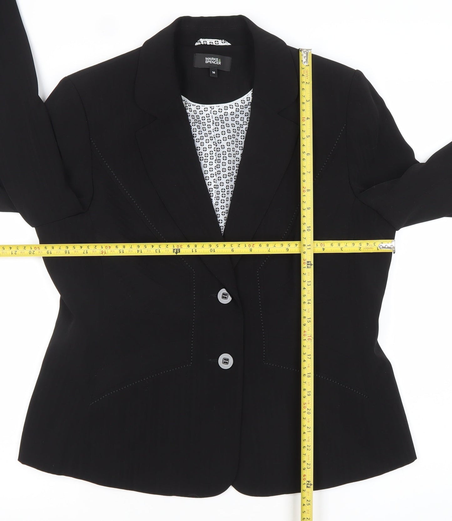 Marks and Spencer Women Black Size 16 Regular Fit Blazer Jacket