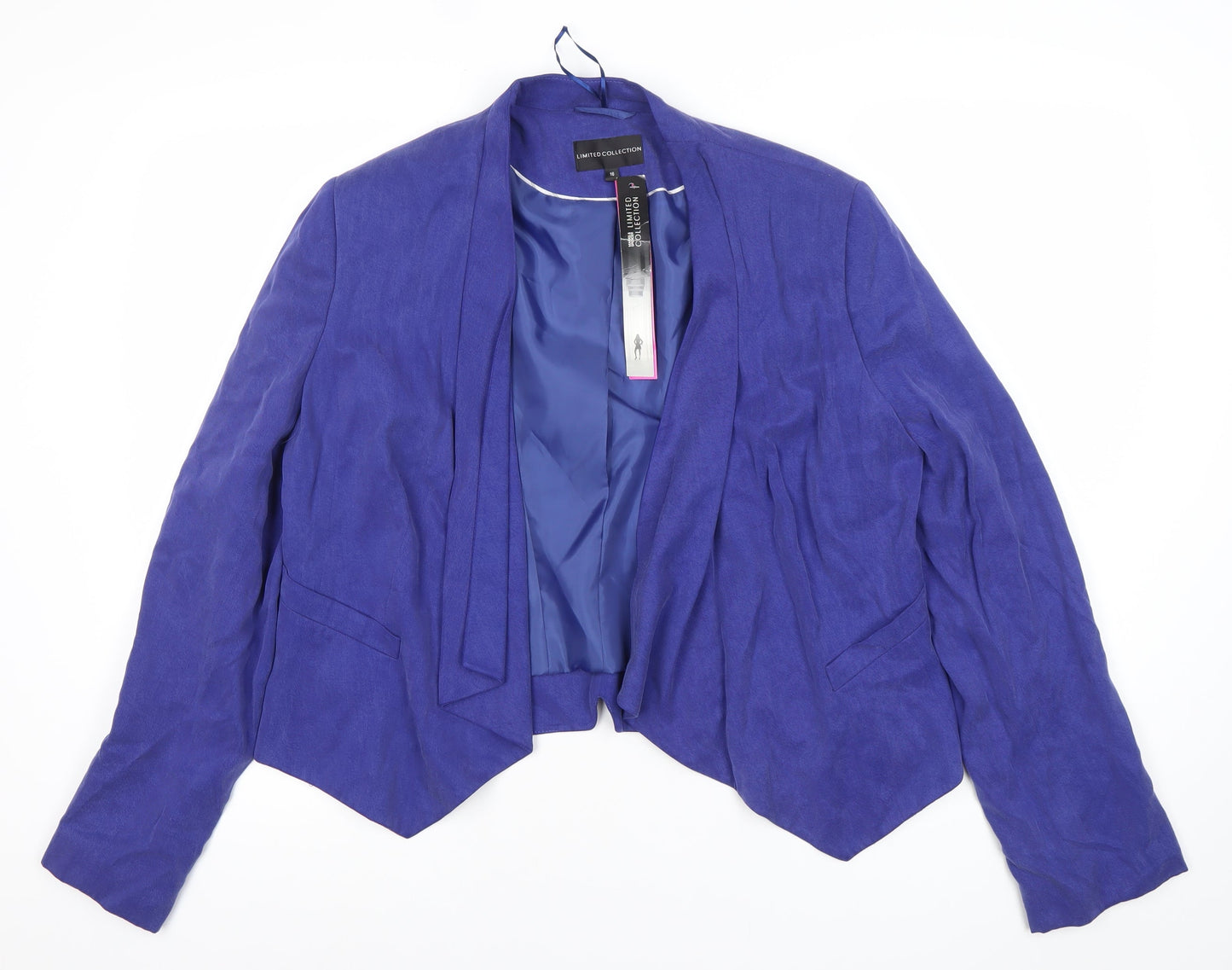 Marks and Spencer Women Blue Size 16 Blazer Shawl Collar Workwear Jacket