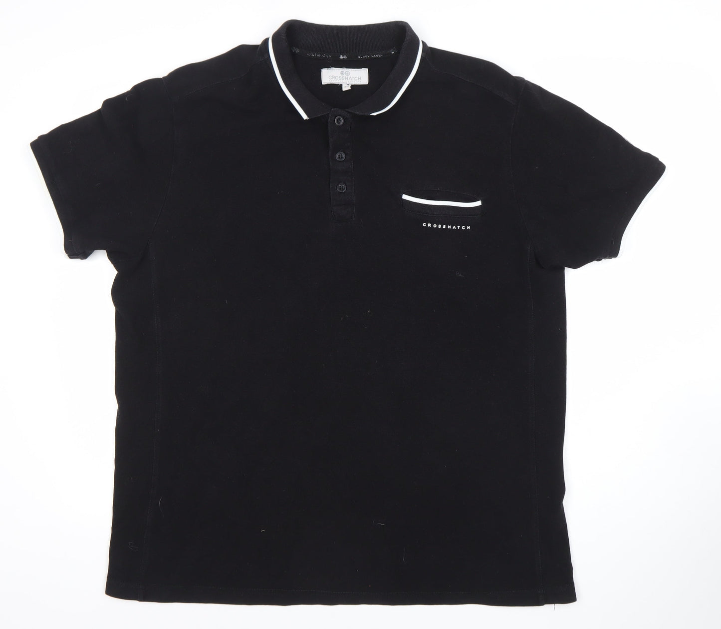 Crosshatch Men’s Black XL Polo Shirt Cotton Short Sleeve Casual