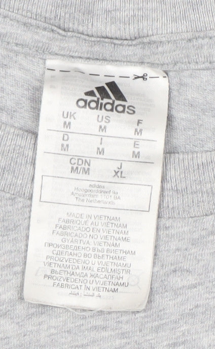 Adidas Mens Grey Cotton Crew Neck T-Shirt Size M