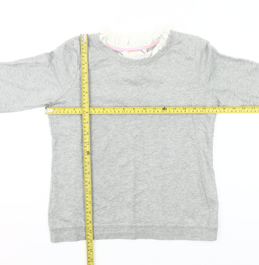 Boden Women’s Grey Cotton Pullover Sweatshirt XS Lace Trim