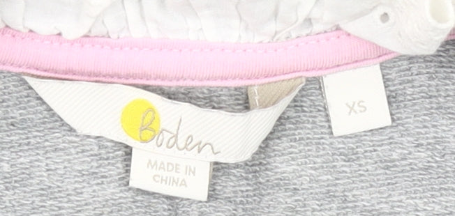 Boden Women’s Grey Cotton Pullover Sweatshirt XS Lace Trim