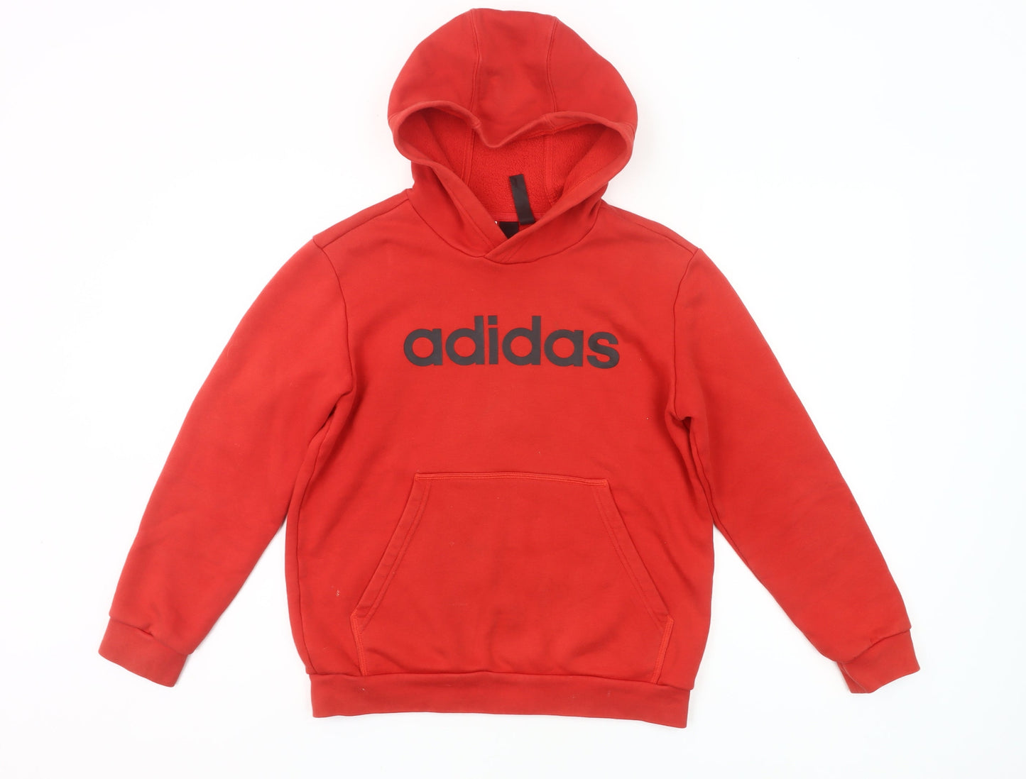 Adidas Girls Red Pullover Hoodie 12 Years Logo Fleece Sportswear