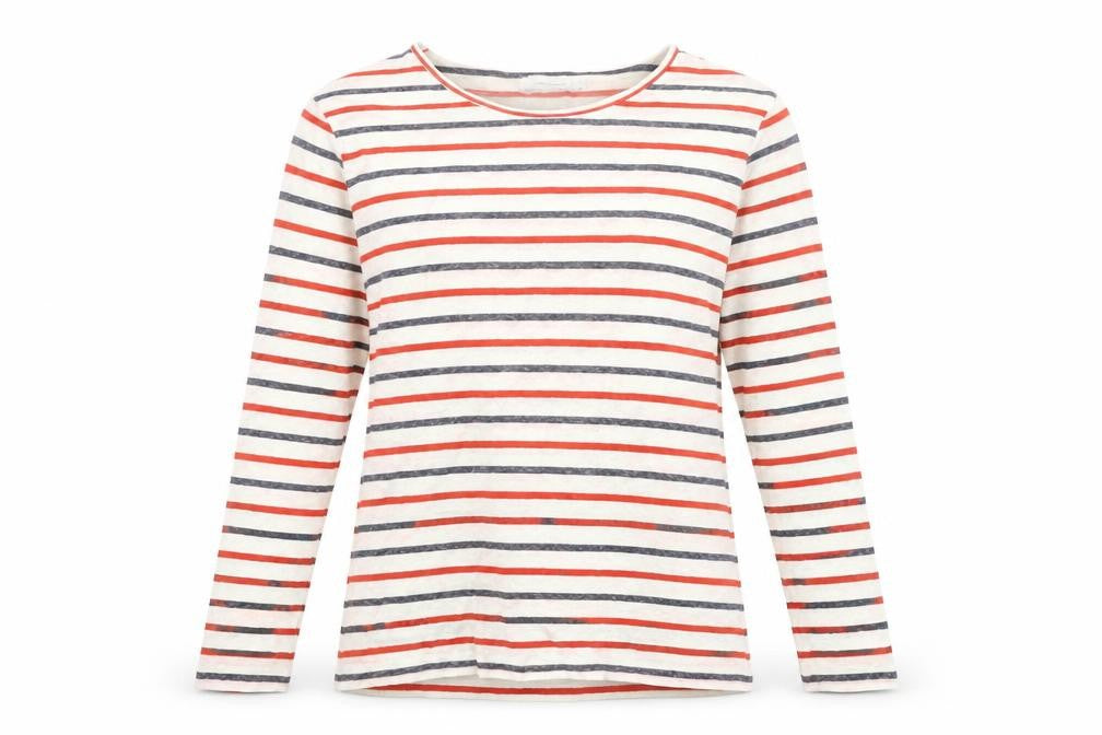 Samsøe Samsøe Womens Multicoloured Stripe Long Sleeve Cotton T-Shirt Size S