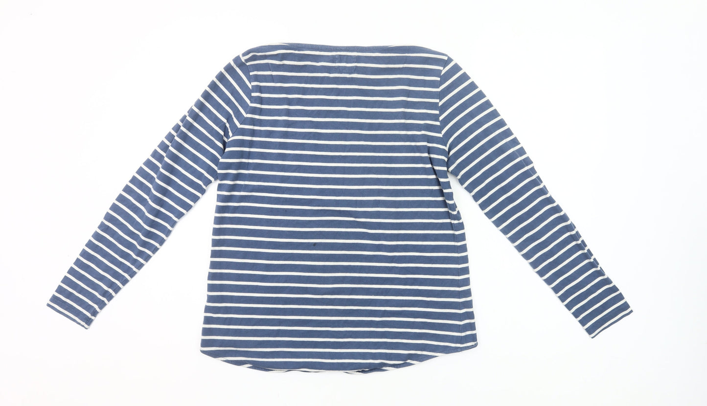 Fat Face Women’s Blue Striped Long Sleeve Cotton T-Shirt UK 10