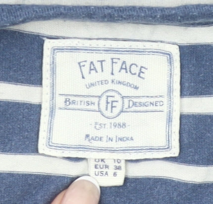 Fat Face Women’s Blue Striped Long Sleeve Cotton T-Shirt UK 10