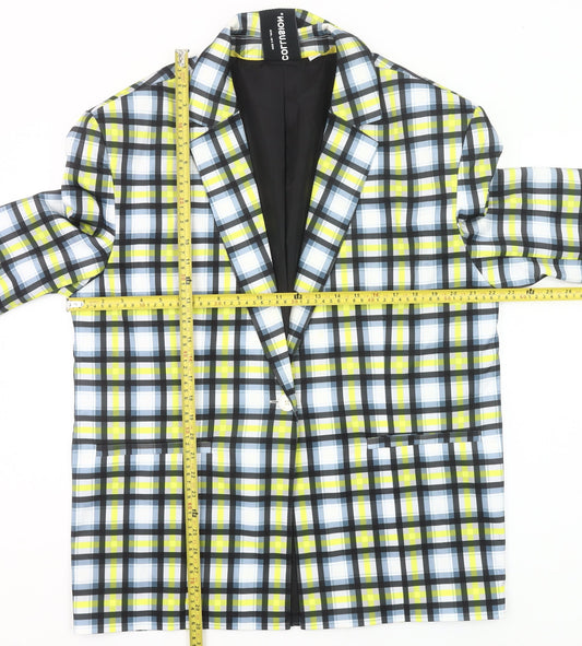 Collusion Womens Multicoloured Check Blazer UK 10 Regular Fit