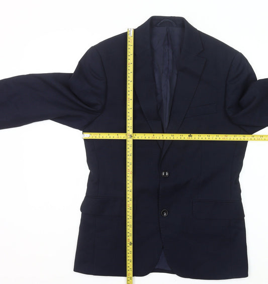 Moss 1851 Men's Blue Slim Fit Wool Suit Jacket 46 Short