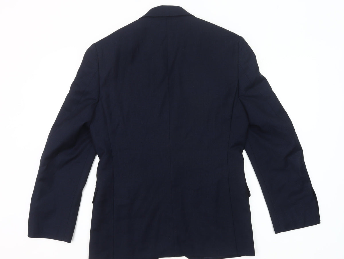 Moss 1851 Men's Blue Slim Fit Wool Suit Jacket 46 Short