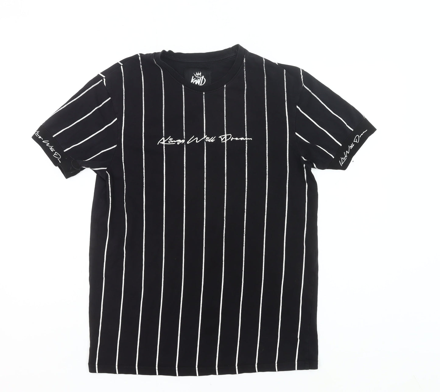 Kings Will Dream Men’s Black Striped Crew Neck Cotton T-Shirt Size S