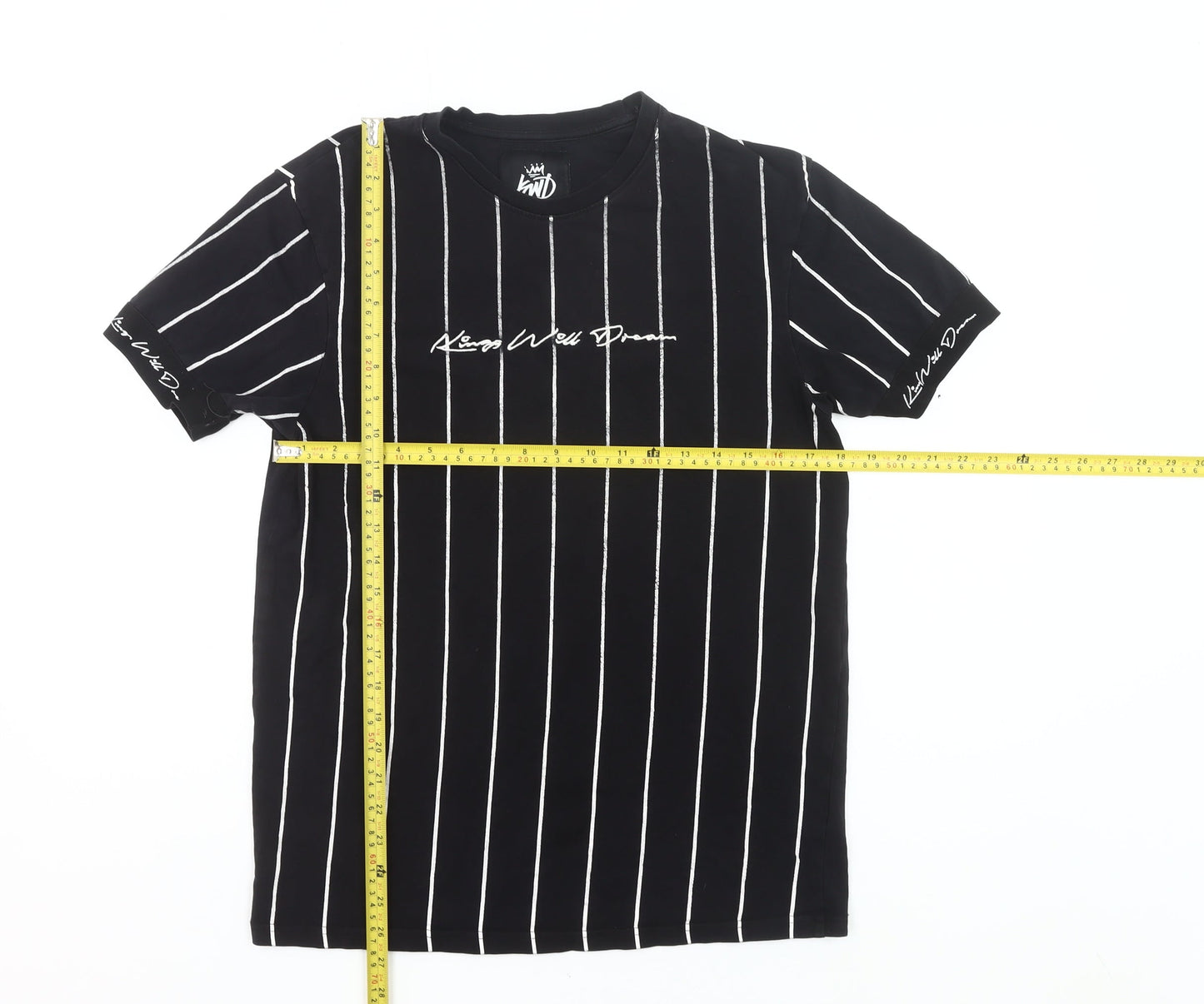 Kings Will Dream Men’s Black Striped Crew Neck Cotton T-Shirt Size S