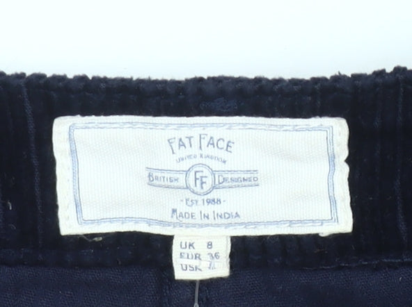 Fat Face Womens Blue Corduroy Straight Chino Trousers Size 8