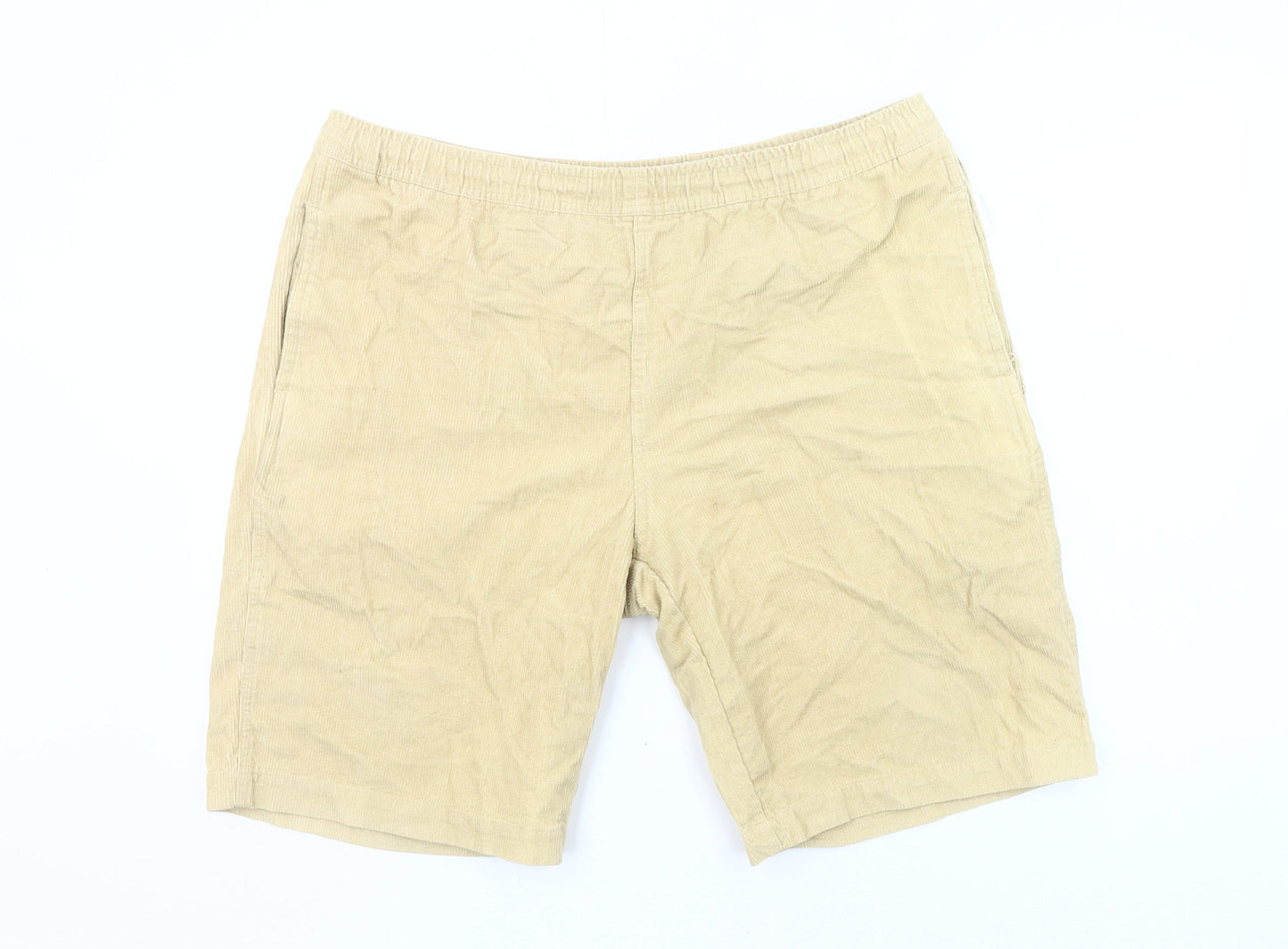 Santa Cruz Men Beige XL Corduroy Chino Shorts with Elastic Waist