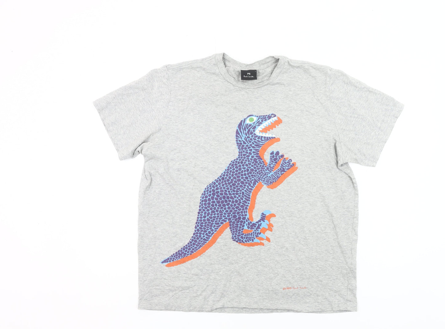 Paul Smith Mens Grey Dinosaur Graphic Cotton T-Shirt Size L