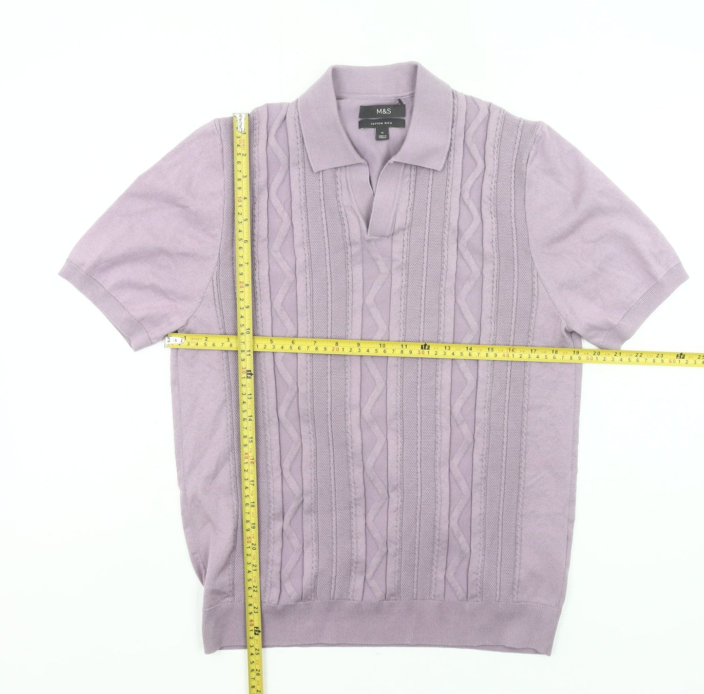 Marks and Spencer Men’s Purple Knitted Polo Shirt M Regular Fit