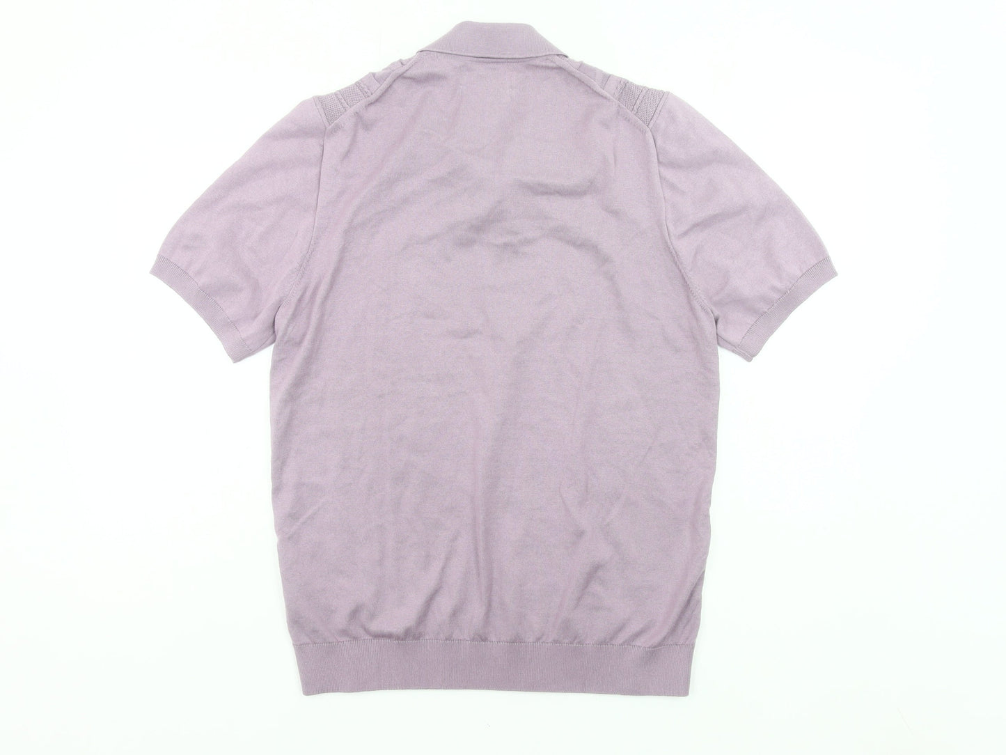 Marks and Spencer Men’s Purple Knitted Polo Shirt M Regular Fit